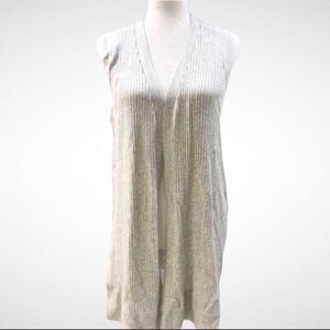 89th & Madison Ribbed Knit Open Front Sweater Vest Gray Size Large ESS53041